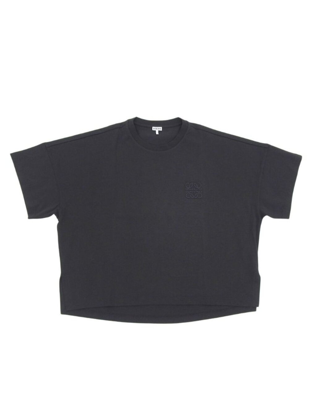Loewe Anagram Cropped Length Cotton T-Shirt Top Black XS
